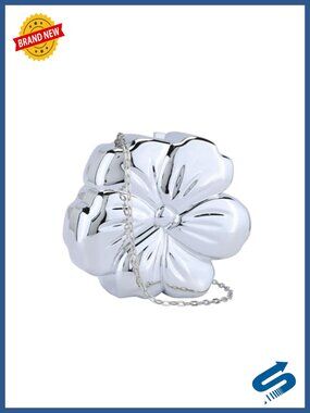 Acrylic Flower Evening Clutch with Chain Sparkly Metallic Handbag